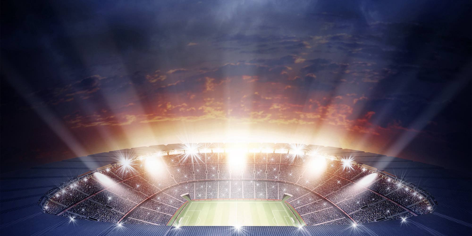 Großes Bild mit einem Fußballstadion. CASHPOINT Partner Hintergrundbild.
